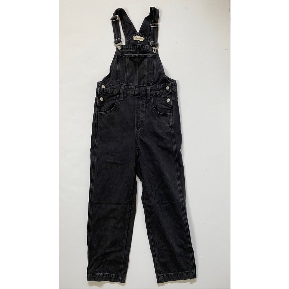 Madewell True Black Straight Leg Overalls EUC